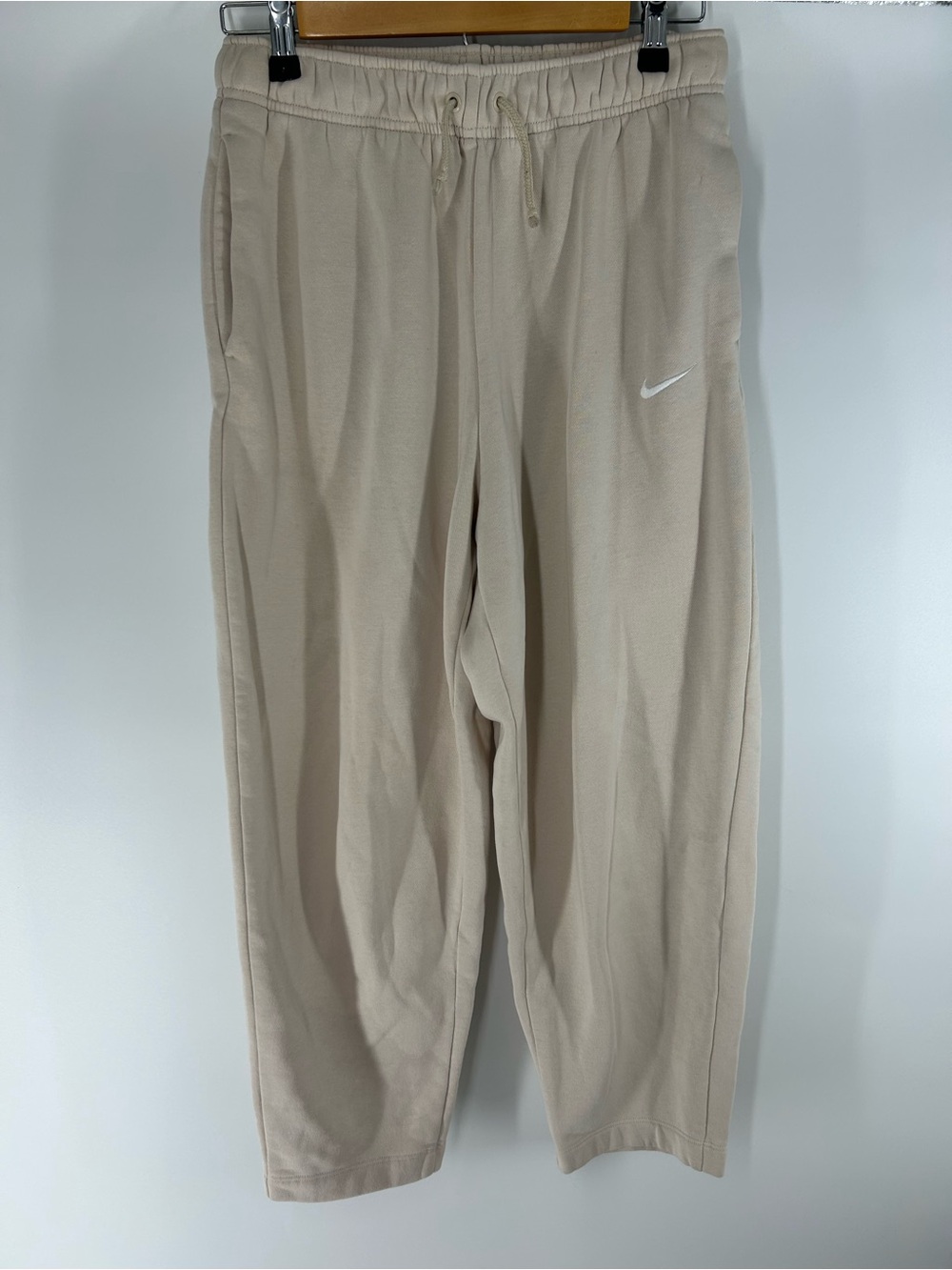 Nike Beige Track Pants with White Swoosh Small